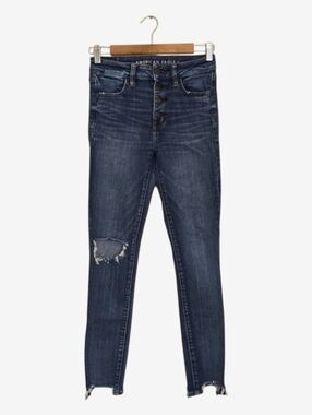 American Eagle Next Level Stretch Hi Rise Jegging Crop Size 4 Regular Distressed